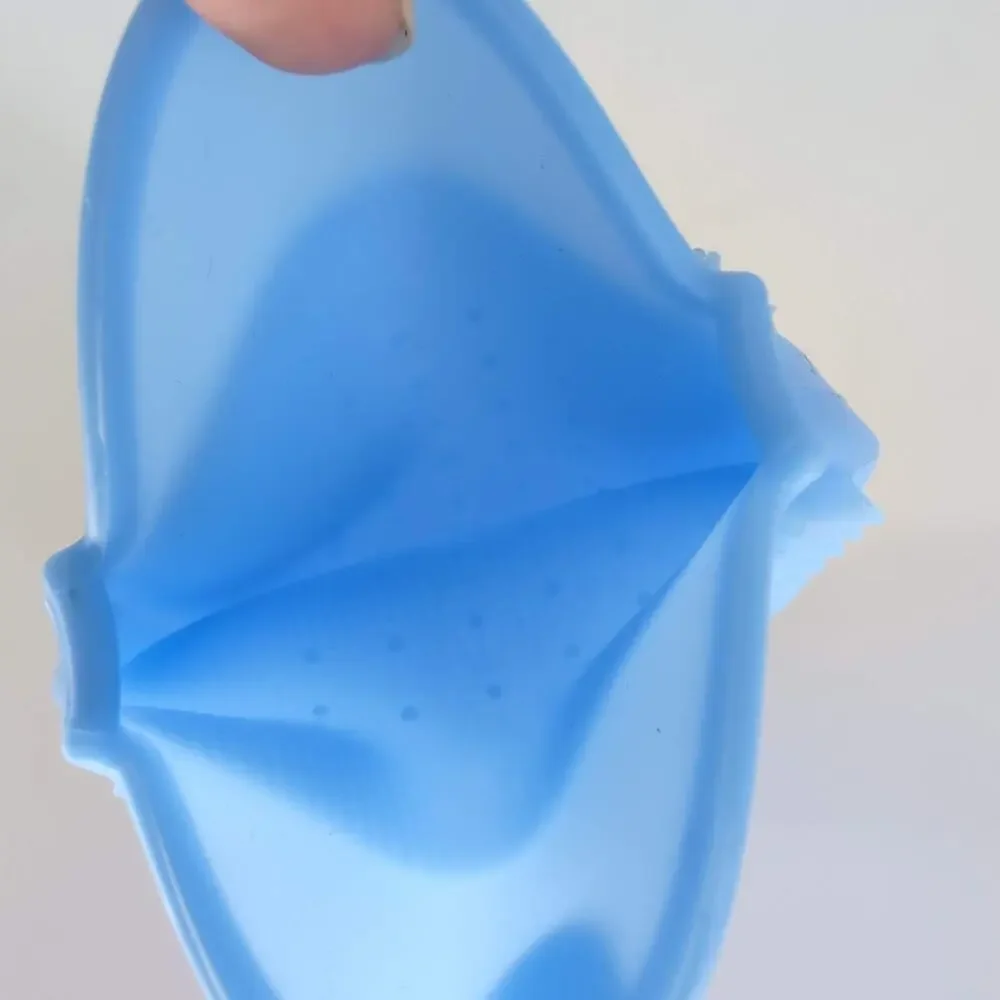 Double Sided Blue Silicone Glove Type Body Scrubber / Bath Brush - New / Unused